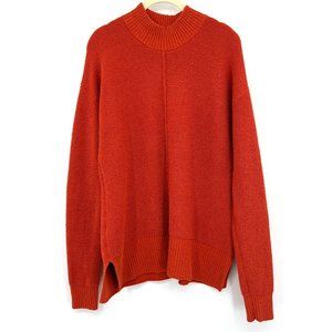 Orvis Orange Chunky Knit Oversized Sweater‎ Mock Neck Womens Size Small